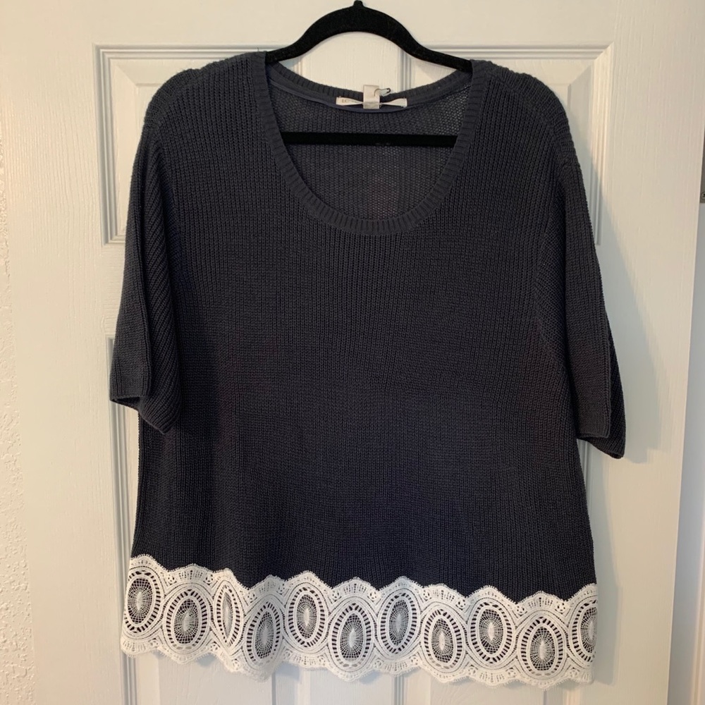 Navy Blue Knit Blouse